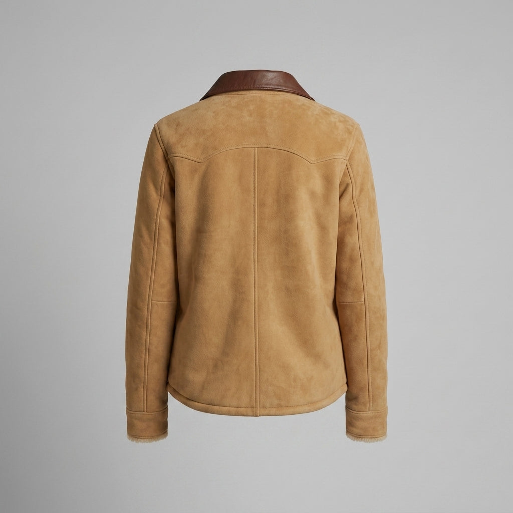 Women's Brown Collar Suede Overshirt