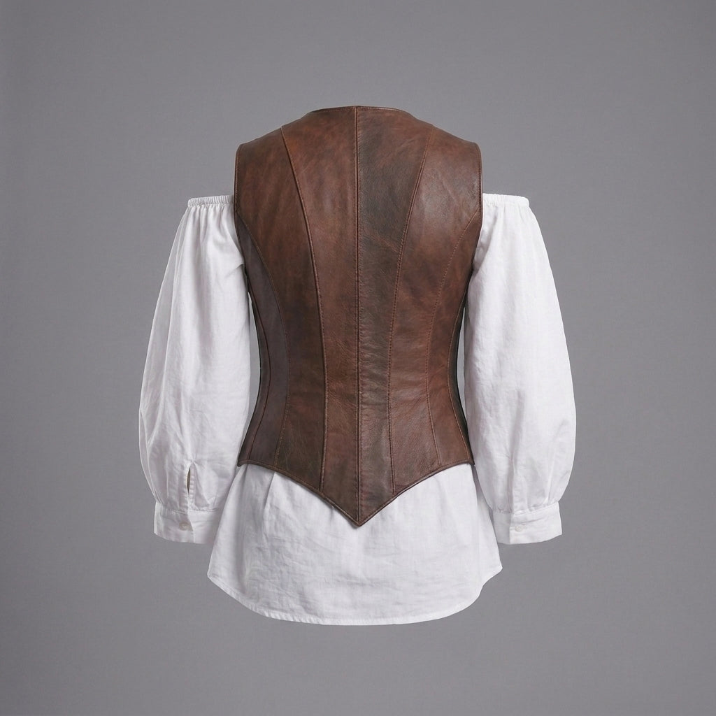 Cognac Brown Leather Corset