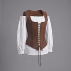 Cognac Brown Leather Corset