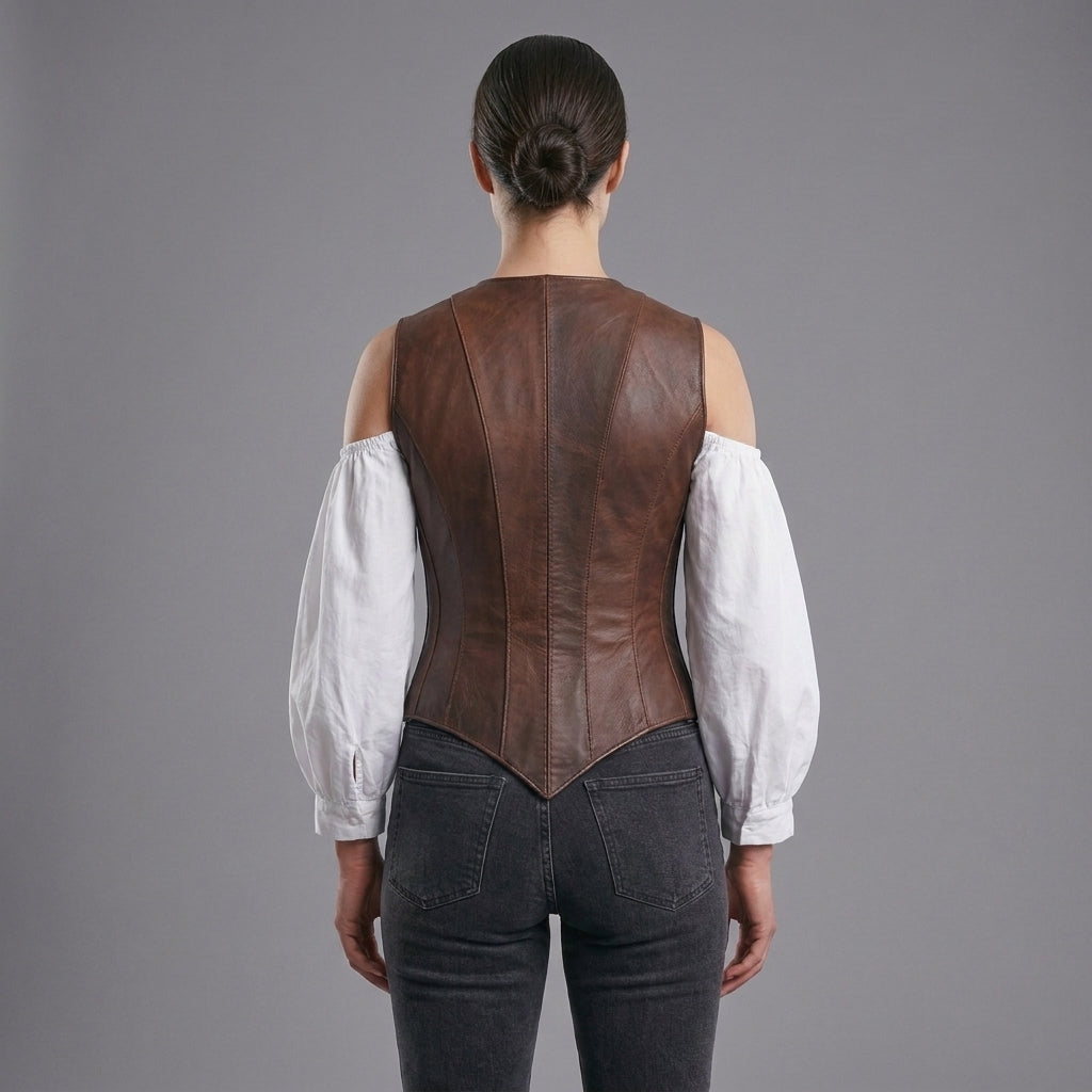 Cognac Brown Leather Corset