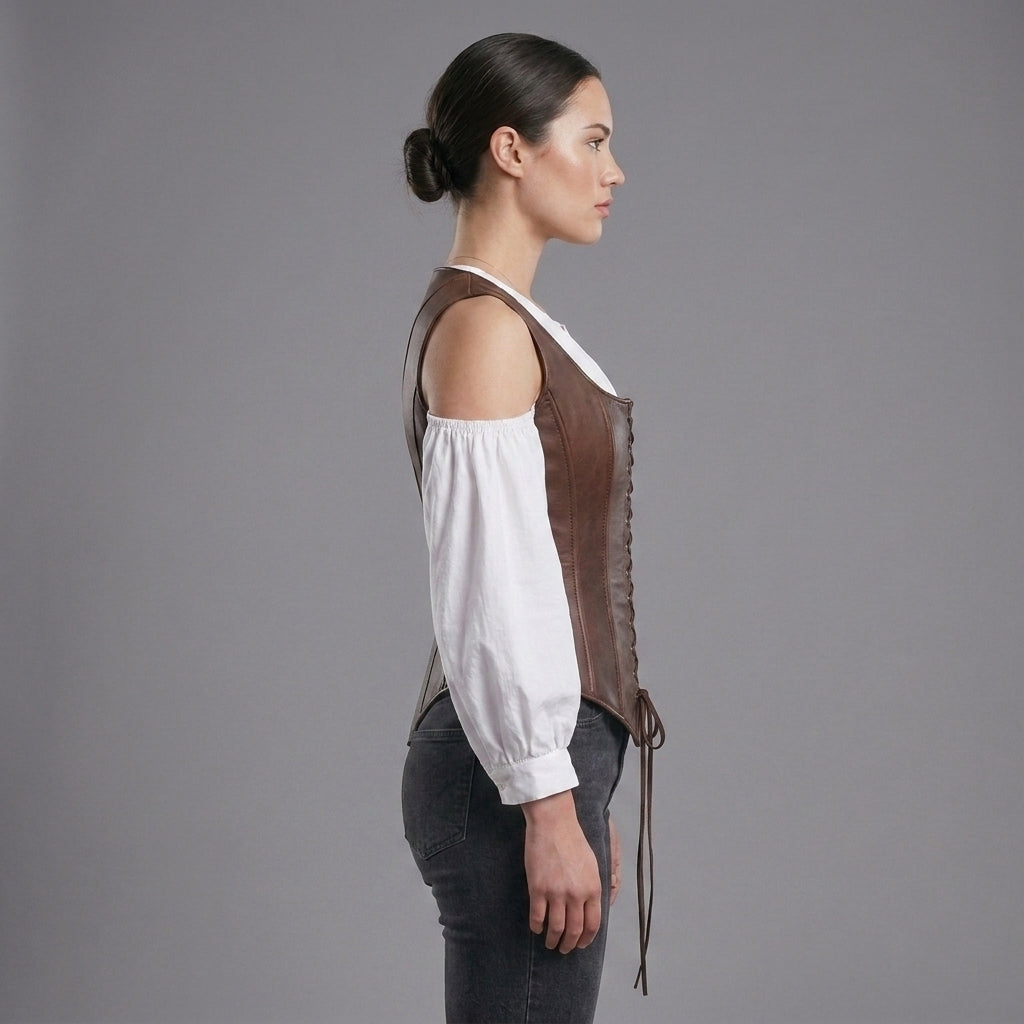 Cognac Brown Leather Corset