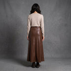 Women's Brown Leather Maxi Skirt