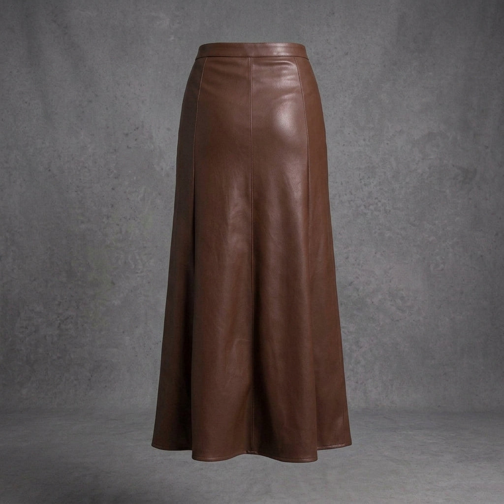 Women's Brown Leather Maxi Skirt