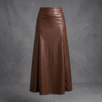Women's Brown Leather Maxi Skirt