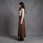Women's Brown Leather Maxi Skirt