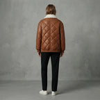 Brown Quilted Shearling Puffer Jacket