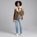 Women's Brown Shearling Biker Vest