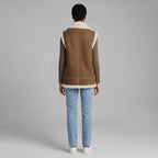 Women's Brown Shearling Biker Vest