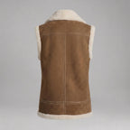 Women's Brown Shearling Biker Vest