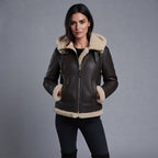 Women's Brown Shearling Bomber Jacket