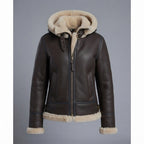 Women's Brown Shearling Bomber Jacket