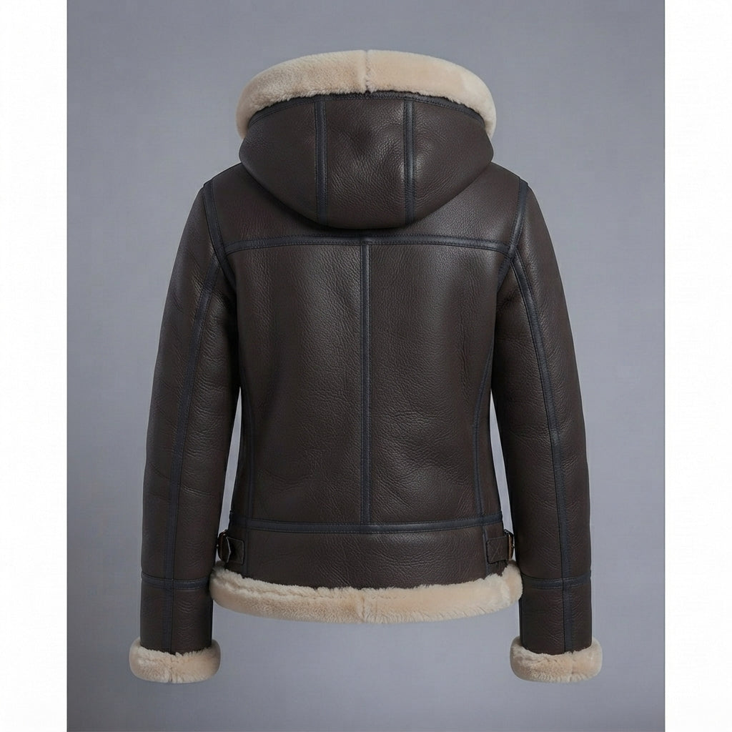 Women's Brown Shearling Bomber Jacket