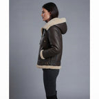 Women's Brown Shearling Bomber Jacket