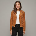 Women's Brown Suede Biker Jacket