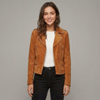 Women's Brown Suede Biker Jacket