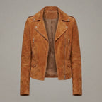Women's Brown Suede Biker Jacket