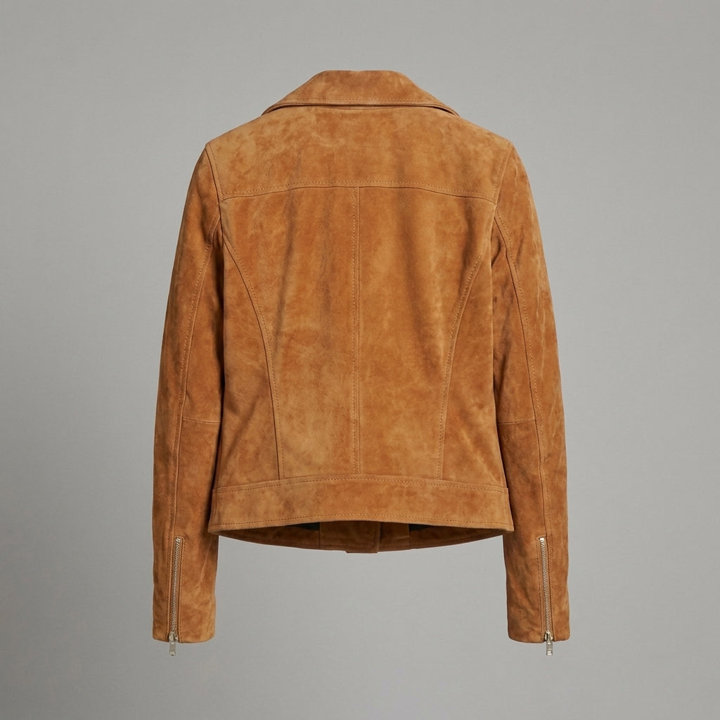Women's Brown Suede Biker Jacket