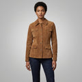 Women's Brown Suede Four-Pocket Shirt