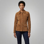 Women's Brown Suede Four-Pocket Shirt
