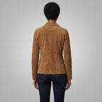 Women's Brown Suede Four-Pocket Shirt