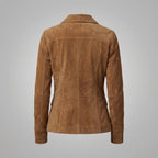 Women's Brown Suede Four-Pocket Shirt
