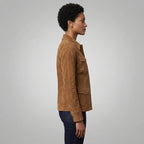 Women's Brown Suede Four-Pocket Shirt