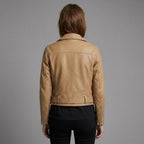 Camel Leather Biker Jacket