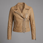 Camel Leather Biker Jacket