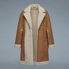 Women's Camel Shearling Convertible Cape Coat