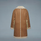 Women's Camel Shearling Convertible Cape Coat
