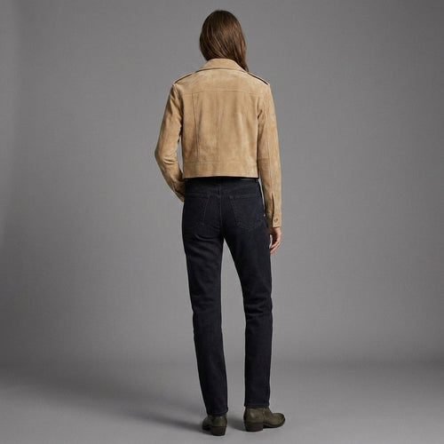 Camel Suede Cropped Jacket