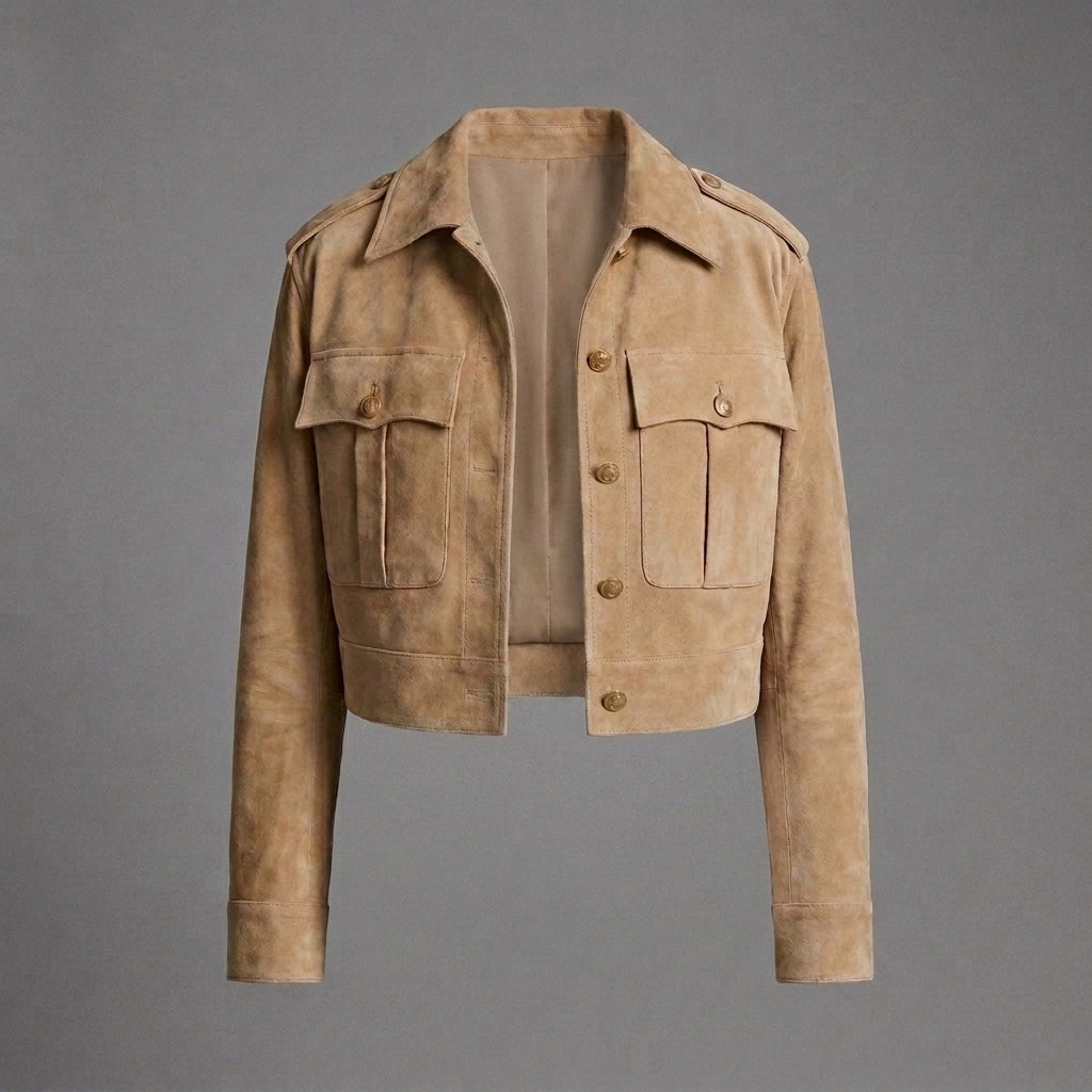 Camel Suede Cropped Jacket