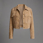 Camel Suede Cropped Jacket