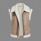 Women's Cap-Sleeve Shearling Leather Vest