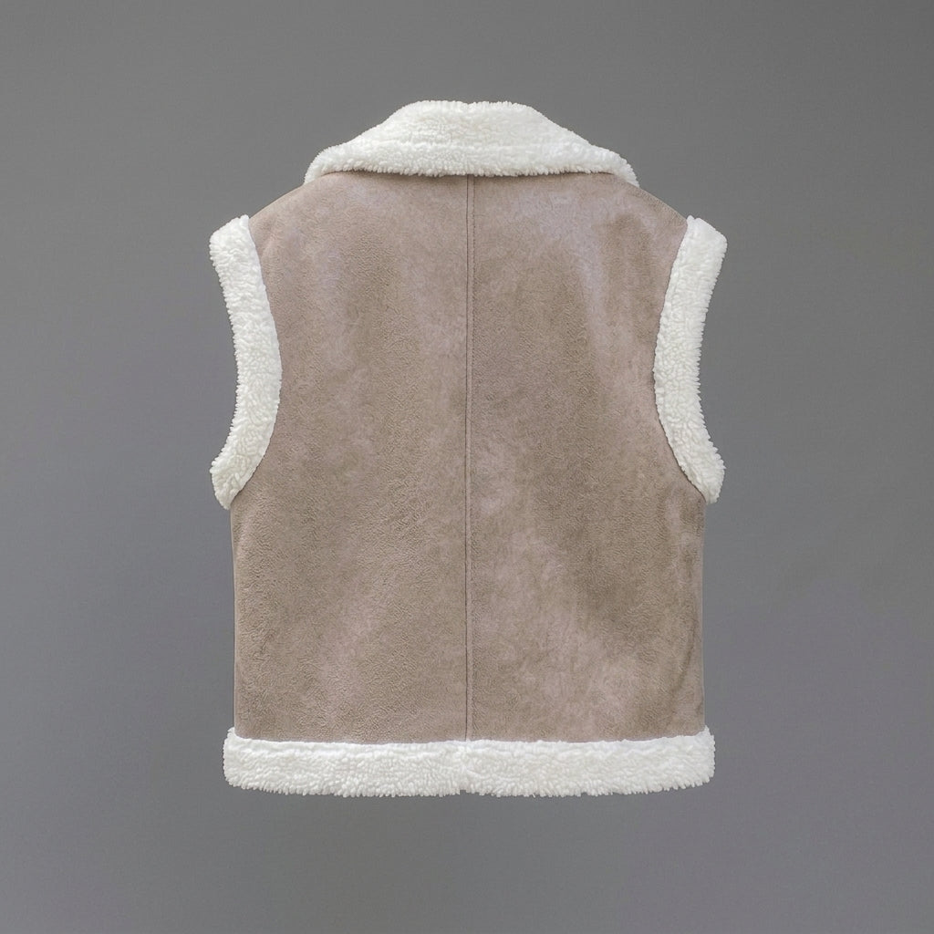 Women's Cap-Sleeve Shearling Leather Vest