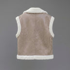 Women's Cap-Sleeve Shearling Leather Vest