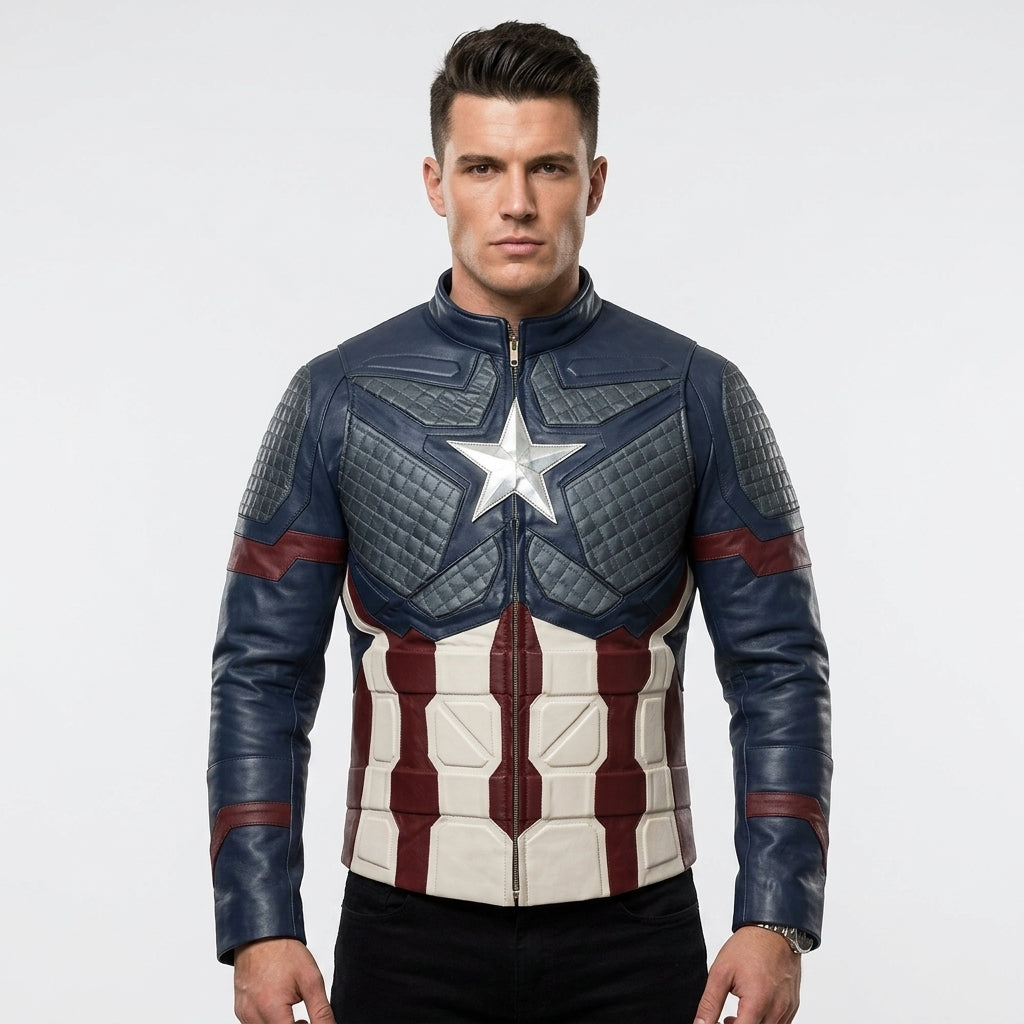Captain America Civil War Leather Jacket – Men's Motorcycle Style
