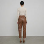 Women's Caramel High-Waist Leather Pants