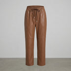 Women's Caramel High-Waist Leather Pants