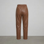 Women's Caramel High-Waist Leather Pants