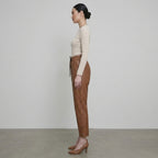 Women's Caramel High-Waist Leather Pants