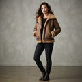 Women's Caramel Shearling Leather Flight Jacket