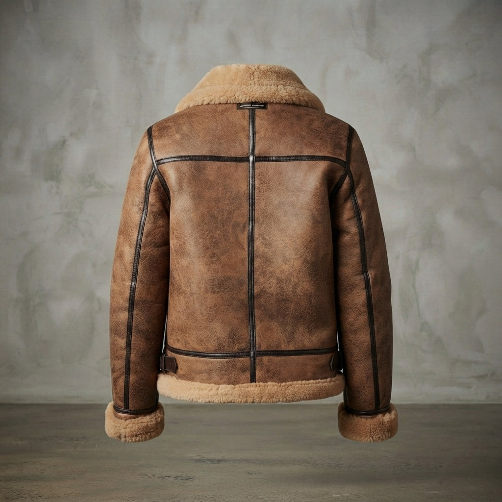 Women's Caramel Shearling Leather Flight Jacket
