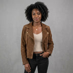 Chocolate Brown Suede Biker Jacket