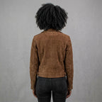 Chocolate Brown Suede Biker Jacket