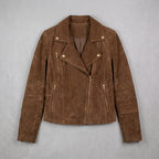 Chocolate Brown Suede Biker Jacket