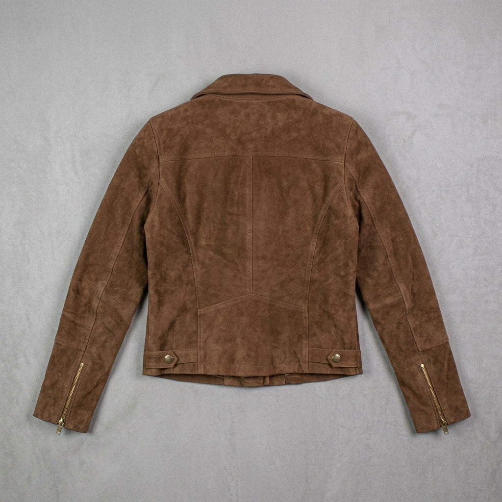 Chocolate Brown Suede Biker Jacket