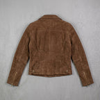 Chocolate Brown Suede Biker Jacket