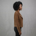 Chocolate Brown Suede Biker Jacket