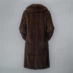 Women's Chocolate Plush Shawl Collar Coat with Brooch
